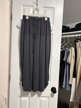 Gray Drawstring Maxi Skirt